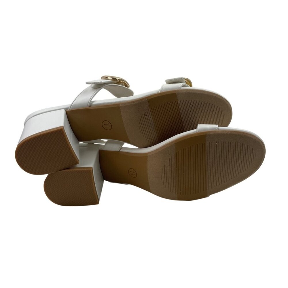 Ophelia Roe Ingrid White Sandal Gold Accents Womens Size 11 Medium - Picture 7 of 12